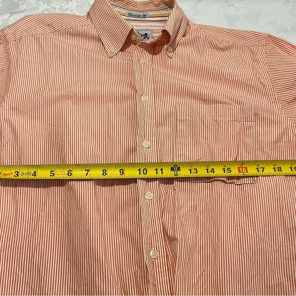 Vintage Robert Graham R&G Mens Orange Seersucker Long Sleeve Shirt Size Medium - Picture 6 of 8